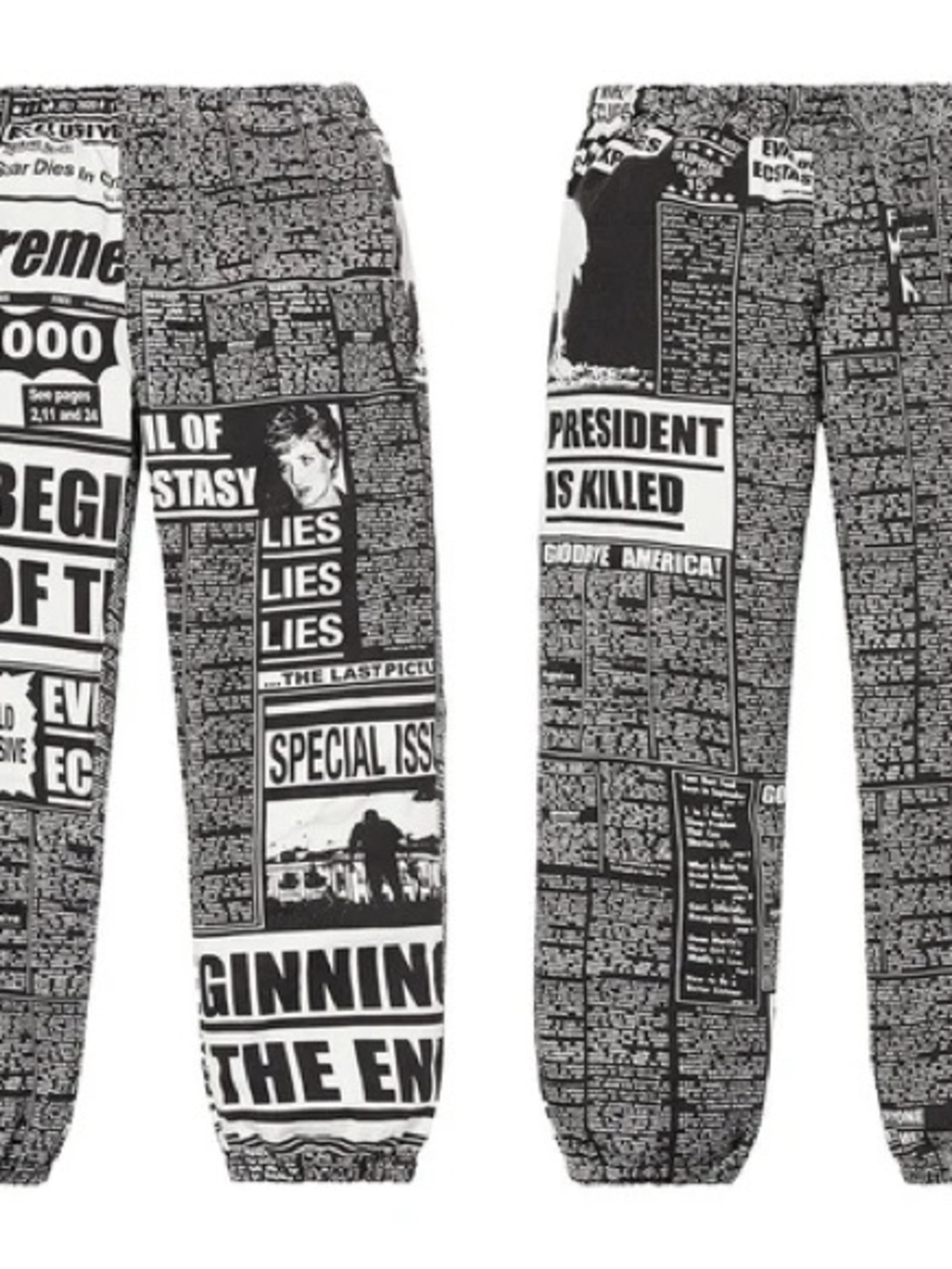 Supreme Newsprint Skate Pants Medium